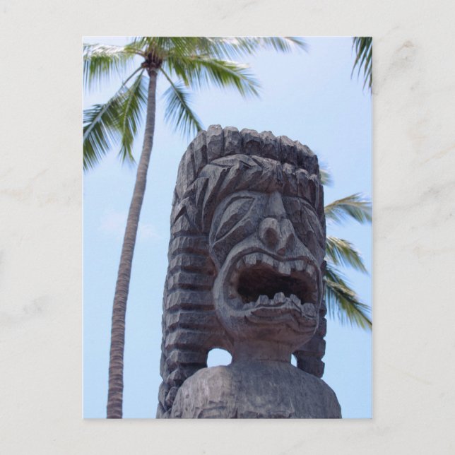 Postal Estatua de Tiki en Kona, Hawaii - Postcard (Anverso)