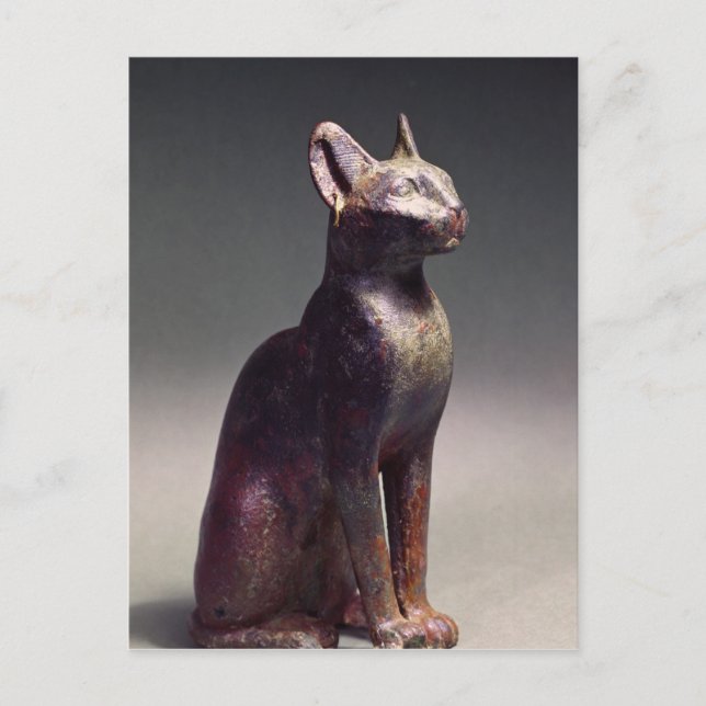 Postal Estatua de un gato con pendientes de oro (Anverso)