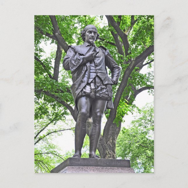 Postal Estatua de William Shakespeare en Central Park (Anverso)