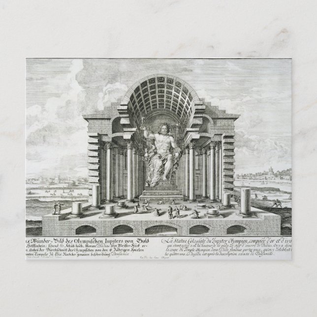 Postal Estatua de Zeus olímpico, hecha por Fidias en oro (Anverso)