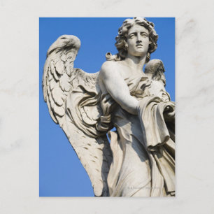 Postal Estatua del Ángel, Ponte Sant'Angelo, Roma, Italia