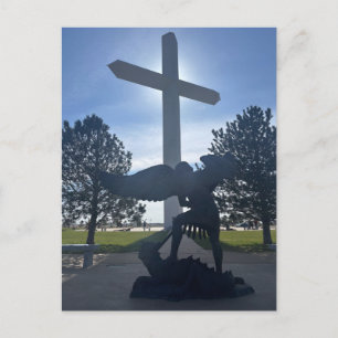 Postal Estatua del ángel San Miguel en la Cruz Gigante