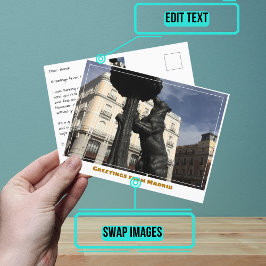 Postal Estatua del Árbol de oso y fresa Madrid España