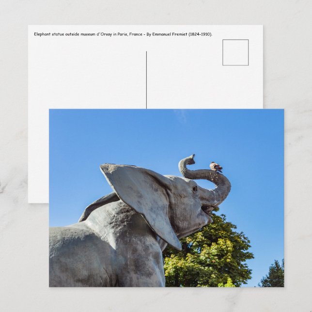 Postal Estatua del elefante frente al museo de Orsay en P (Anverso / Reverso)
