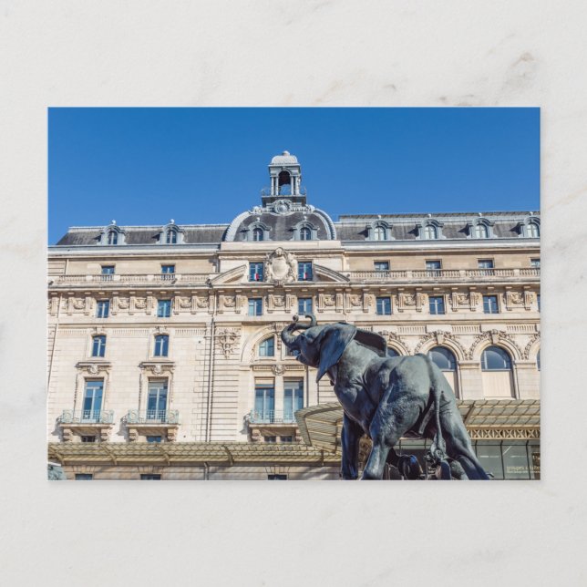 Postal Estatua del elefante frente al museo de Orsay en P (Anverso)
