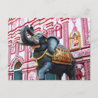 Postal Estatua del elefante frente al templo de Sirsi