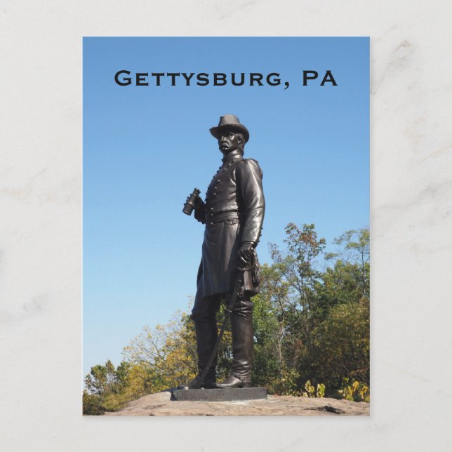 Postal Estatua del General Warren en Gettysburg PA (Anverso)