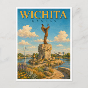 Postal Estatua del Guardián Wichita Kansas GeoSaga