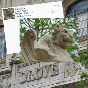 Postal Estatua del león alado de Asheville Historic Grove