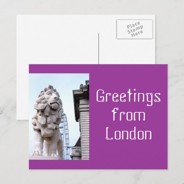 Postal Estatua del León de Londres (Anverso / Reverso)
