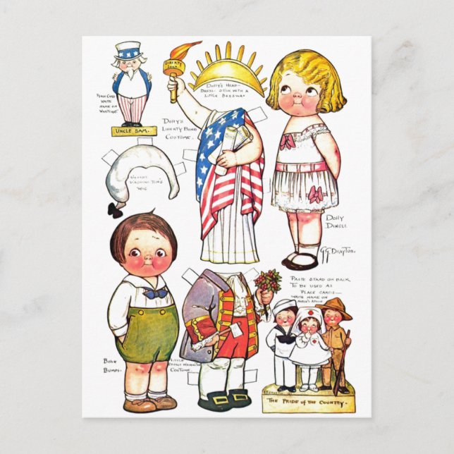 Postal Estatua del Tío Sam George Washington Doll (Anverso)