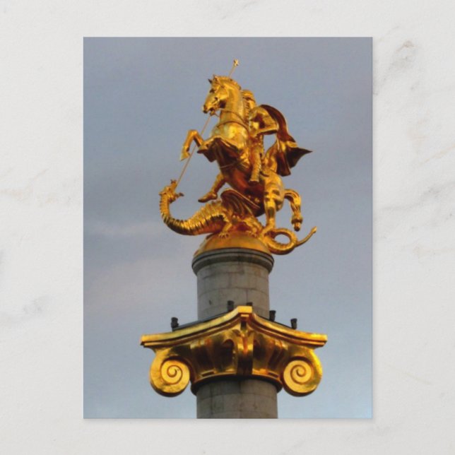 Postal Estatua Dorada De San Jorge, República De Georgia (Anverso)