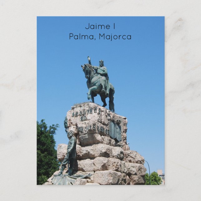 Postal Estatua ecuestre de Jaime I. en Placa Espanya Pos (Anverso)