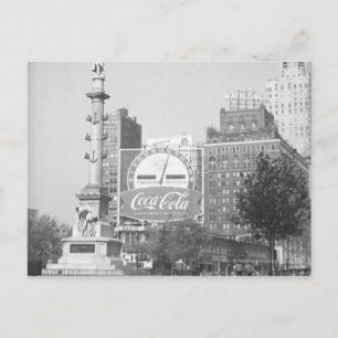 Postal Estatua en la plaza americana de B&W