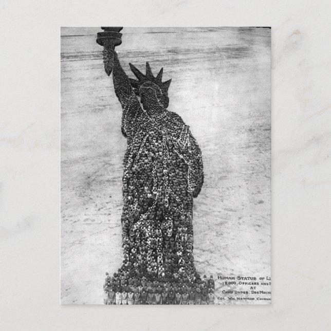 Postal Estatua Humana de la Libertad.  Imagen de 18,000_W (Anverso)