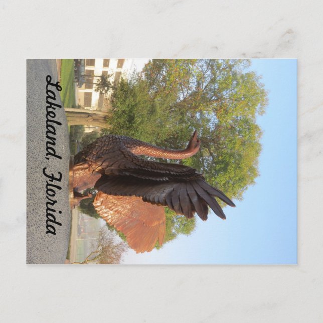 Postal Estatua Lakeland, la Florida del cisne en vuelo (Anverso)