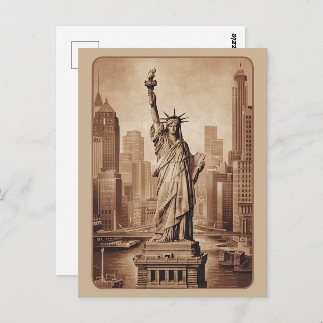 Postal Estatua moderna de Nueva York de la Libertad NYC (Anverso / Reverso)