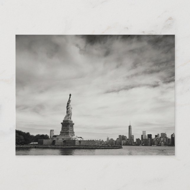 Postal Estatua Patriótica Blanca y Negra de la Libertad (Anverso)