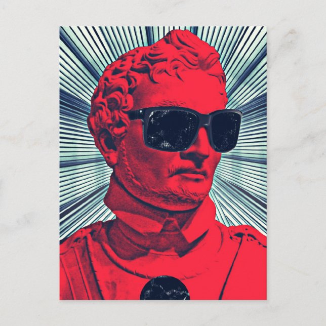 Postal Estatua roja hipster (Anverso)