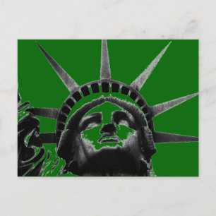 Postal Estatua verde gris negro Libertad Pop Art Postcard