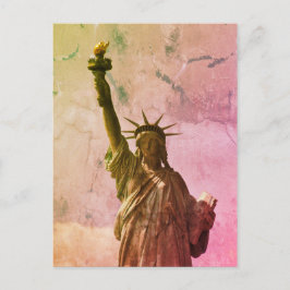 Postal Estatua vintage de la ciudad de Nueva York de colo