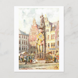 Postal Estatua vintage de Roland, Bremen, Alemania