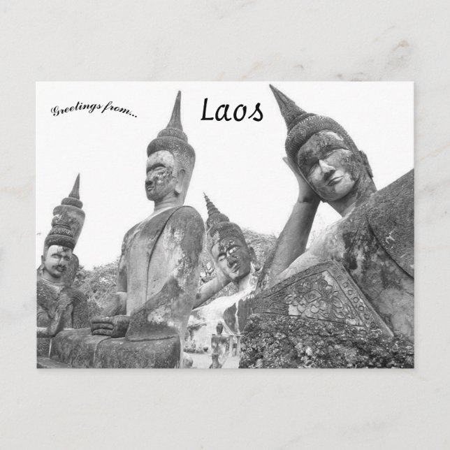 Postal Estatuas de Buda en Laos (Anverso)
