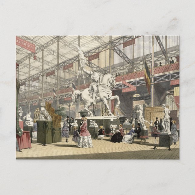 Postal Estatuas en la sección de Bélgica del gran Exhibi (Anverso)