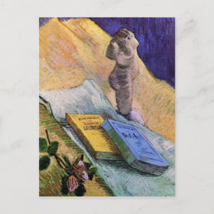 Postal Estatuilla de yeso, un Rosa y novelas - van Gogh