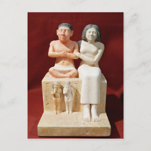 Postal Estatuilla del enano Seneb y su familia