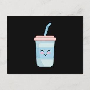 Postal Este arte de la Copa de Bebidas de Kawaii