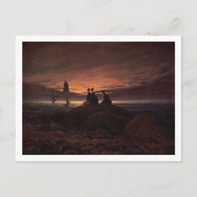 Postal Esté en la luna el levantamiento sobre el mar, (Anverso)