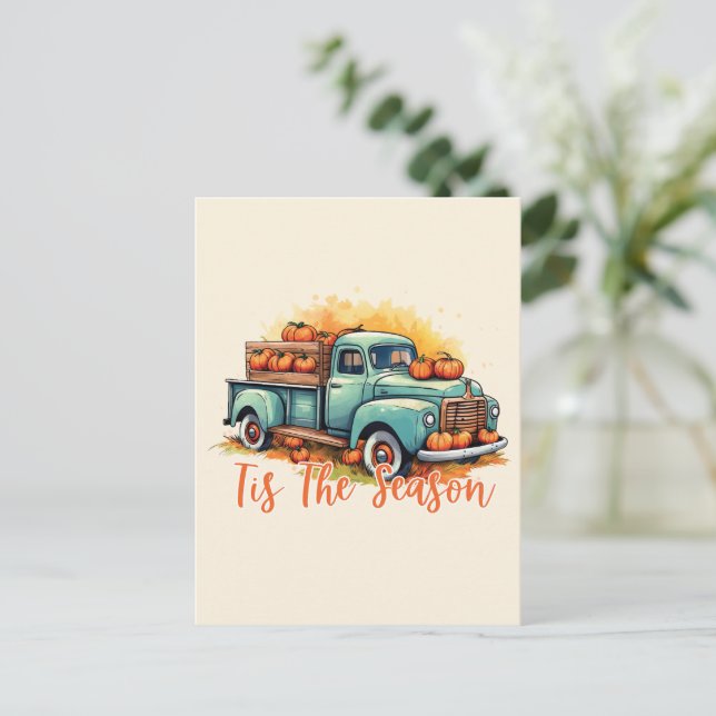 Postal 'Este Es El Camión De Calabaza De Temporada (Anverso de pie)