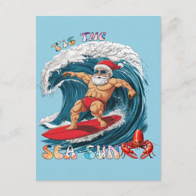 Postal Este es el Sea-Sun - Surfing Santa (Anverso)