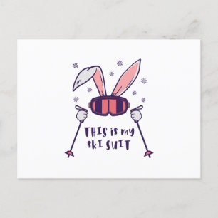 Postal Este es mi Conejo de Esquí con bastones de esquí