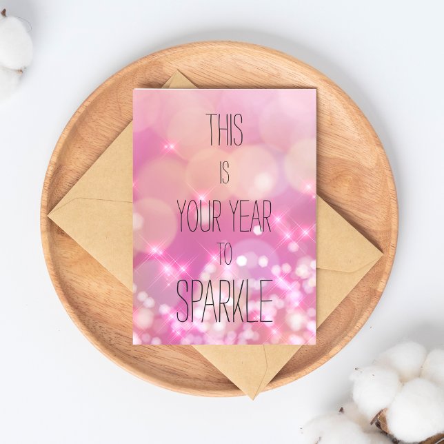 Postal Este es tu año para brillar - Cumpleaños Pink Boke (Subido por el creador)