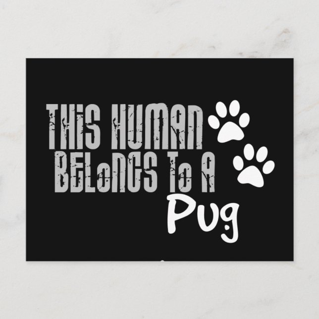 Postal Este humano pertenece a un pug (Anverso)