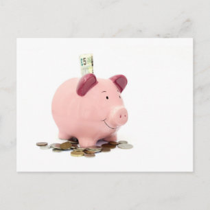 Postal este pequeño cerdito fue al banco