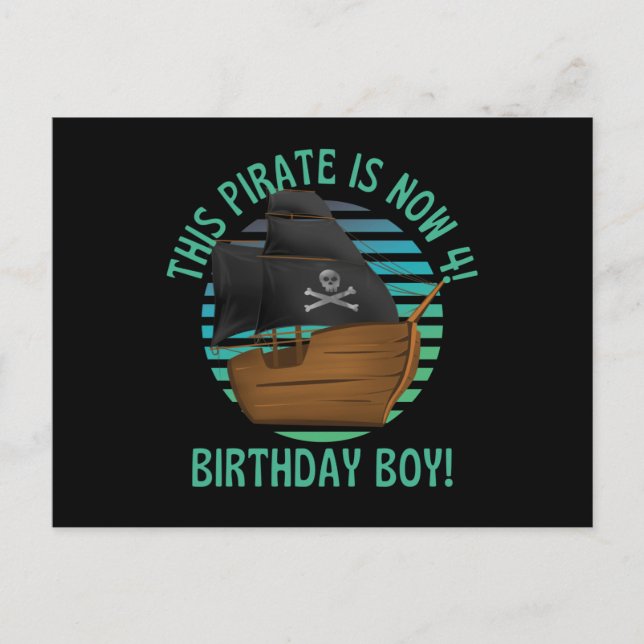 Postal Este Pirata Cumple Hoy 4 Años (Anverso)