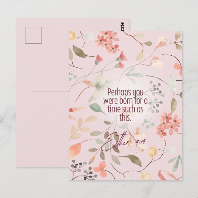 Postal Ester 4:14 Arte de versículos de la Biblia cristia (Anverso / Reverso)
