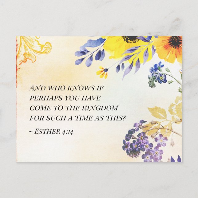 Postal Ester 4:14 Venid al Reino para ese tiempo (Anverso)
