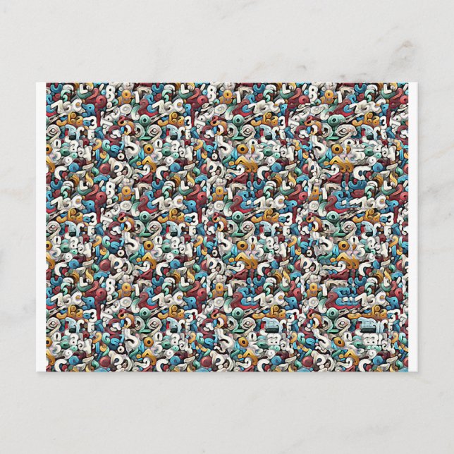 Postal Estereograma de la letra R Magic Eye - Sin sobre (Anverso)