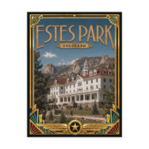 Estes Park Colorado Arte Vintage Deco de la Edad d