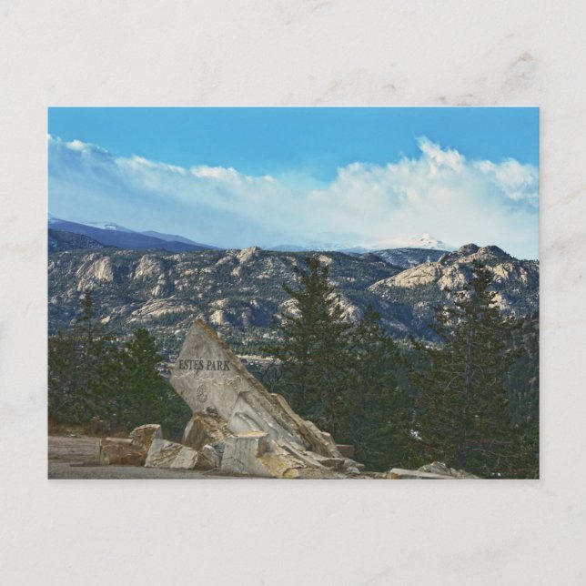 Postal Estes Park, Colorado, Rótulo con vistas (Anverso)