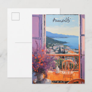 Postal Estética de la ciudad de Amalfi Italia Viajes