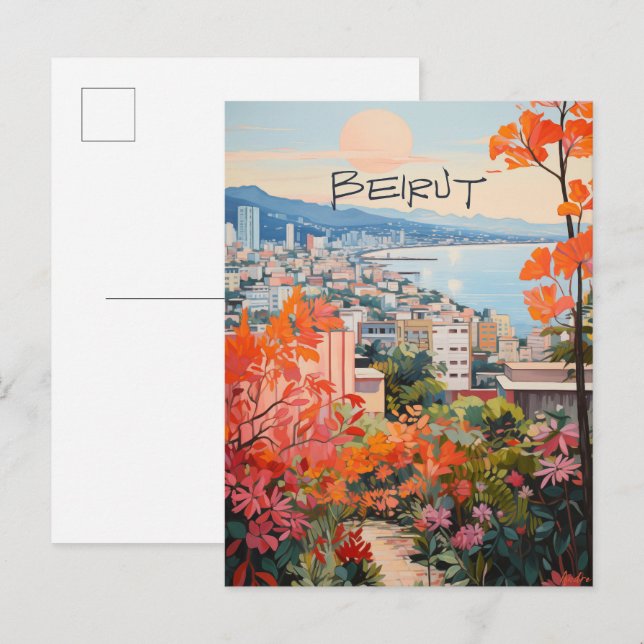 Postal Estética de la ciudad de viaje Beirut Líbano (Anverso / Reverso)