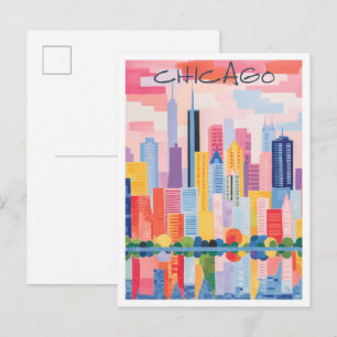 Postal Estética de la ciudad de viaje Chicago EE. UU.