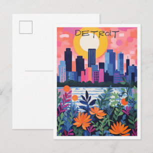 Postal Estética de la ciudad de viaje de Detroit Michigan