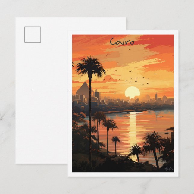 Postal Estética de viaje a El Cairo Egipto (Anverso / Reverso)