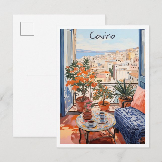 Postal Estética de viaje a El Cairo Egipto (Anverso / Reverso)